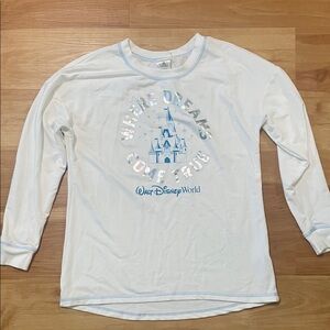 Disney White and Blue Long Sleeve Shirt